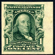 US #314 SUPERB Mint Never Hinged 1c Imperf Franklin From 1906 ... JUMBO MARGINS - Unused Stamps