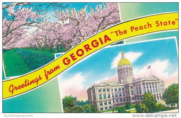Greetings From Georgia Showing State Capitol And Peach Blossoms - Atlanta
