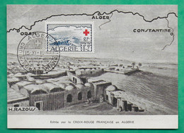 CARTE MAXIMUM ALGERIE CROIX ROUGE FRANCAISE ALGER 1952 LETTRE COVER FRANCE - Cruz Roja