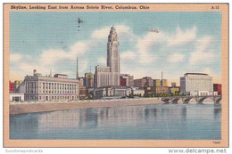 Ohio Columbus Skyline Looking East From Across Scioto River 1949 - Columbus