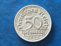 Umlufmünze Deutsches Reich 50 Pfennig 1921 Münzzeichen F - 50 Rentenpfennig & 50 Reichspfennig