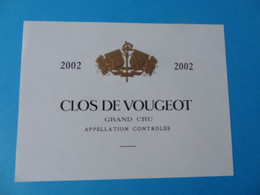 Etiquette De Vin Clos De Vougeot Grand Cru 2002 - Bourgogne