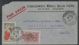 MADAGASCAR - TANANARIVE / 1938 LETTRE AVION POUR LA FRANCE - MUNSTER (ref LE143) - Briefe U. Dokumente