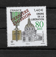 FRANCE 2020 YT 5458** Neuf Surchargé "DERNIERE EMISSION"  En 2021 ?/80 Ans De L'ordre De La Libération/ Pas Catalogué !! - Unused Stamps