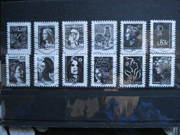 Différentes Marianne De La Ve République Au Fil Du Timbre Oblitérées No: 913 à 926 Sauf Le Vert Et Le Rouge - Adhesive Stamps