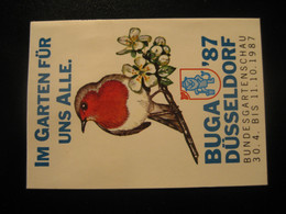 DUSSELDORF 1987 Robin Rouge-Gorge Songbird Songbirds Bird Birds Oiseaux Poster Stamp Vignette GERMANY Label - Pájaros Cantores (Passeri)