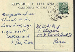 CARTOLINA POSTALE DEMOCRATICA LIRE 12 SENZA FRANCOBOLLI AGGIUNTI DA COMO FERROVIA *6.3.50* - Interi Postali