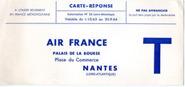 LOIRE ATLANTIQUE - Dépt N° 44 = NANTES 1963 = CARTE REPONSE T  ' AIR FRANCE / CROISIERE ANTILLES ' - Cartes/Enveloppes Réponse T