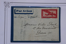 AU1 INDOCHINE  BELLE LETTRE 1935  POUR  PARIS  FRANCE + CACHET PAR  AVION  SAIGON JUSQU A MARSEILLE + AFF. PLAISANT - Storia Postale