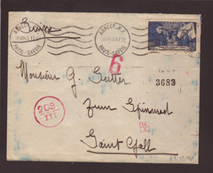 Lettre Aff 4f Beaune ʘ Annecy 18.08.1943 -> St Gall   - Zensur/Censure Zone Italienne En France Chambéry. - WW II