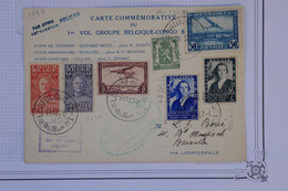 AU1 CONGO BELGE  BELLE CARTE 1937  PAR AVION  POUR  BRUXELLES  +IER VOL  + AFFRANC. PLAISANT - Briefe U. Dokumente