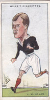 Rugby Internationals 1929 - 16 JW Allan, Melrose & Scotland  - Wills Cigarette Card - Sport - Wills