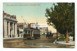 Lethbridge - Main Street From Third Avenue, Tram - 1913 Used Alberta Postcard - Autres
