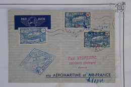 AU1 CAMEROUN  BELLE  LETTRE  1937  PREMIER VOL +DAKAR POUR EXCIDEUIL +SURCHARGES +AIR FRANCE +A VOIR + AFFRANC. PLAISANT - Briefe U. Dokumente