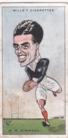Rugby Internationals 1929 - 26 WM Simmons, Glasgow Academicals & Scotland - Wills Cigarette Card - Sport - Wills