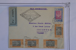 AU1 AOF  BELLE  LETTRE  1937 PREMIER VOL ABIDJAN POUR CAUDERAN  FRANCE+ AFFRANC. PLAISANT - Lettres & Documents