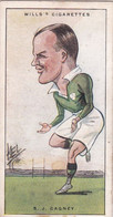 Rugby Internationals 1929 - 43 SJ Cagney, London Irish & Ireland  - Wills Cigarette Card - Sport - Wills