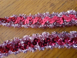 GALON RUBAN Paillettes Sequins Façon "guirlande" 15 Mm ROSE COUTURE MERCERIE - Laces & Cloth