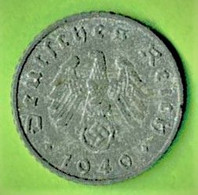 CINQ REICHSPFENNIG / 1940 A - BERLIN / ZING - 5 Reichspfennig