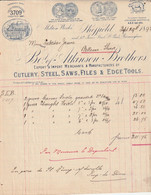 Royaume Uni Lettre Illustrée  Ours 29/9/1893 ATKINSON Cutlery Steel Saws Files SHEFFIEDS - Coutellerie - érosion Côté Dr - Royaume-Uni