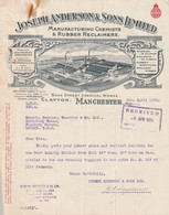 Royaume Uni Lettre Illustrée 5/4/1929 JOSEPH ANDERSON Manufacturing Chemists & Rubber Reclaimers MANCHESTER - Tache - Royaume-Uni