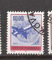 1993  FRMYU  2606 A JUGOSLAVIJA JUGOSLAWIEN   POSTDIENST  FLUGZEUGE USED - Oblitérés