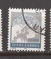 1993  FRMYU  2605 A JUGOSLAVIJA JUGOSLAWIEN   POSTDIENST EUROPAKARTE USED - Usados