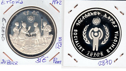 E2870 MONEDA ETIOPIA 20 BIRR 1972 PLATA PROOF 35 - Aethiopien