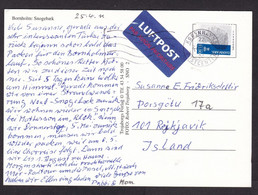 Denmark: Picture Postcard To Iceland, 2011, 1 Stamp, Queen, Curiosity: German Air Label, Card: Snogebaek (pinhole) - Brieven En Documenten