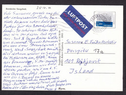 Denmark: Picture Postcard To Iceland, 2011, 1 Stamp, Queen, Curiosity: German Air Label, Card: Snogebaek (pinhole) - Covers & Documents