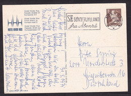 Denmark: Picture Postcard To Germany, 1971, 1 Stamp, King, Cancel Abenra, Card: Hotel Hvide Hus (minor Discolouring) - Cartas & Documentos