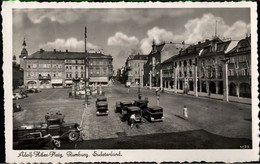 ! 1941 Alte Ansichtskarte Aus Rumburg, Sudetenland, Adolf Hitler Platz, Autos - Repubblica Ceca