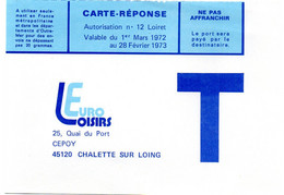 LOIRET - Dépt N° 45 = CHALETTE Sur LOING 1972 = CARTE REPONSE T  ' EURO LOISIRS / PISCINE ' - Cartes/Enveloppes Réponse T