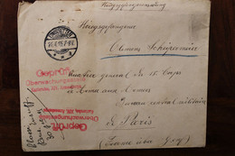 1915 Emsdetten Geprüft KG Cover France WW1 WK1 Guerre Classé Renseignement Insuffisant Kriegsgefangenen POW - Brieven En Documenten