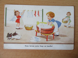 Carte Illustrateur John WILLS - Nous Lavons Notre Linge En Famille ! - Humour, Enfants - Carte écrite Le 17 Juin 1941 - Wills, John