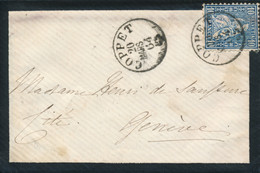 1864 HELVETIA 10c Obl " COPPET 20/3/64 " Sur Lettre > Genève - Suisse - Storia Postale