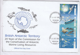 British Antarctic Territory (BAT) 2002 Antarctic Marine Life Strip 4v FDC Ca Signy (TAB166) - FDC