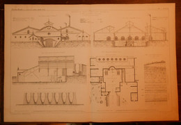 Plan De La Fabrique De Chaux Hydraulique Naturelle De MM. Converts Et Maugras à Ville Sous La Ferté.1867. - Andere Pläne