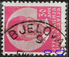 KING PETER II-30 D-POSTMARK BJELOVAR-ERROR-CROATIA-YUGOSLAVIA-1935 - Geschnittene, Druckproben Und Abarten