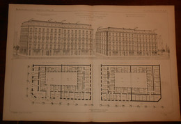 Plan De Maisons à Loyers économiques Du Quartier D'Atocha à Madrid.1867. - Public Works