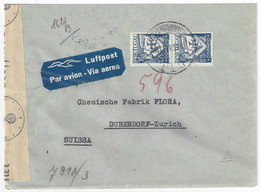 WW2 Portugal Apr 1943? CENSORED Airmail Cover DUEBENDORF Switzerland Pair Sc#516 YT#543B Mi#629 Mf#601 ​​​​​​​SG#849b - Lettres & Documents