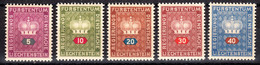 Liechtenstein 1950 Official, Mint Mounted, Sc# , SG ,Yt 35-39 - Servizio