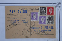 O 24 FRANCE BELLE  CARTE 1945 PORNICHET + DULAC MIXTE++ RETOUR ENVOYEUR++A VOIR + AFFRANC. PLAISANT - 1927-1959 Cartas & Documentos