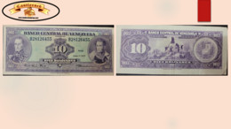 O) 1977 VENEZUELA, 10 BOLIVARES, AMERICAN BANK NOTE, BANKNOTE, PAPER MONEY, SIMON BOLIVAR, MARISCAL SUCRE, WITH FOLD, FI - Sonstige – Amerika