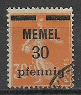 MEMEL OCCUPAZIONE TEDESCA 1920 FRANCOBOLLI DI FRANCIA  SOPRASTAMPATI UNIF. 21 USATO VF - Sonstige & Ohne Zuordnung