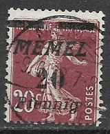 MEMEL  OCCUPAZIONE TEDESCA 1922 FRANCOBOLLI DI FRANCIA  SOPRASTAMPATI UNIF. 49  USATO VF - Andere & Zonder Classificatie