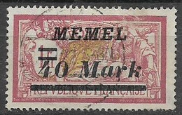 MEMEL  OCCUPAZIONE TEDESCA  1922 MEMEL AMMINISTRAZIONE FRANCESE SOPRASTAMPATI UNIF. 92  USATO VF - Otros & Sin Clasificación