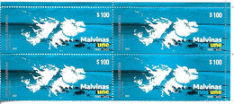 #75100 ARGENTINE,ARGENTINA 2022 MALVINAS (FALKLAND) WAR 40°REMEMBERING MAP BLOCX4 CUADRE MNH - Neufs