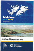 #75102 ARGENTINE,ARGENTINA 2022 MALVINAS (FALKLAND) WAR 40°REMEMBERING MAP POST OFFICIAL BROCHURE - Nuevos