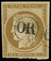 EMISSION DE 1849 - 1    10c. Bistre-jaune, Obl. OR, TB. C - 1849-1850 Ceres